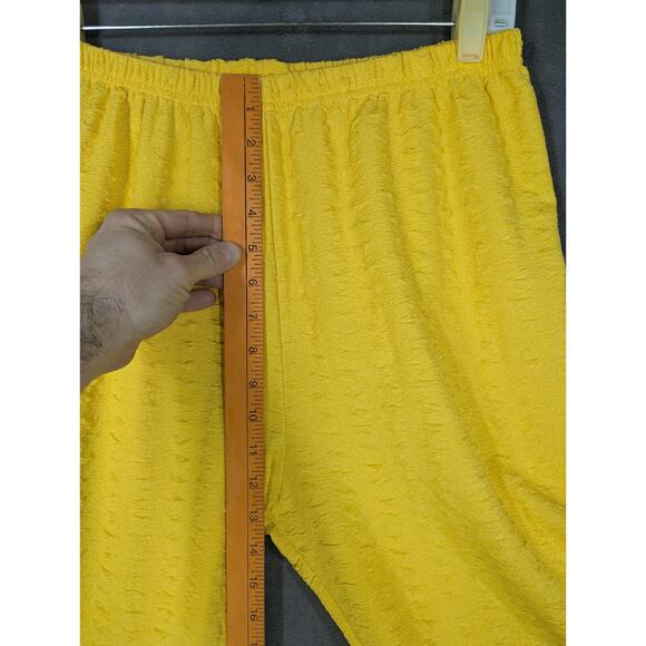 Vtg Polyester Pull-On Pants Womens Large Yellow Dressy Party Textured - Picture 5 of 9